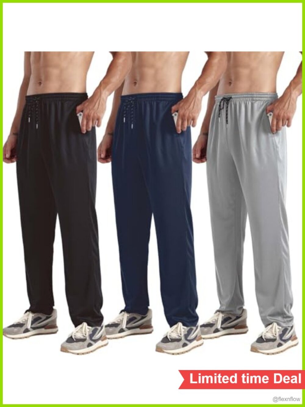 3 Pack Men's Lightweight Quick Dry Jogger Sweatpants with Pockets